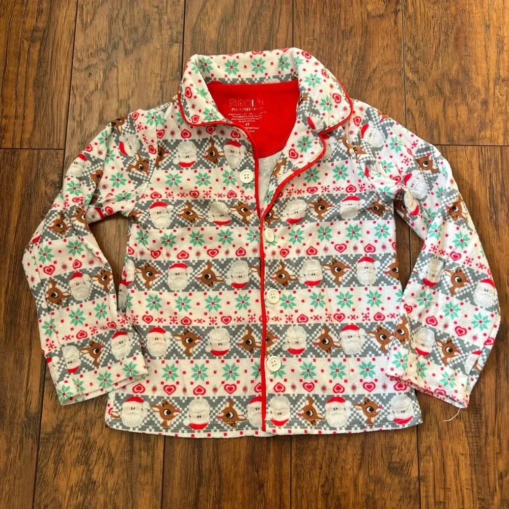Toddler Rudolph the Red-Nosed Reindeer Santa Fair lsle Coat Pajama Set | 4T